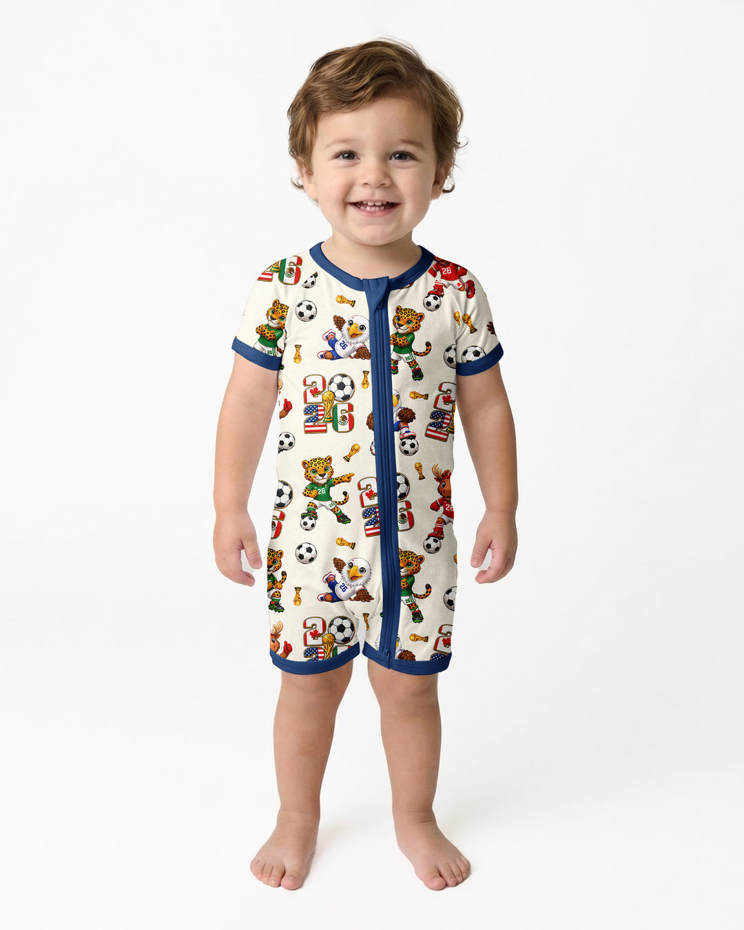 Cute Soccer Mascots USA CAN MEX Bamboo Shorty Zippy