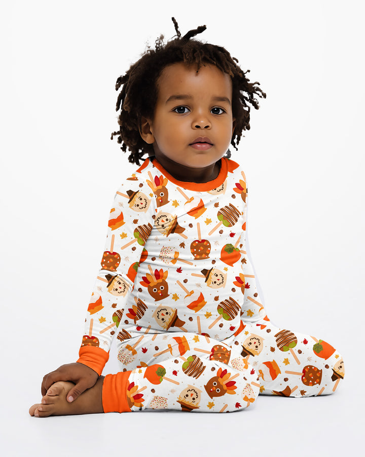 Fall Caramel Apple Family Matching Bamboo Two Piece Long Sleeve Pajama Set