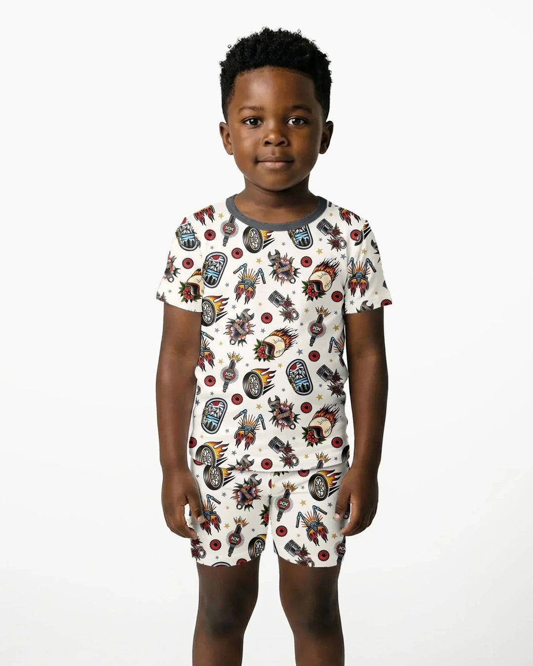 Born to Ride Together Family Matching Bamboo Two Piece Short Sleeve Shorts Pajama Set