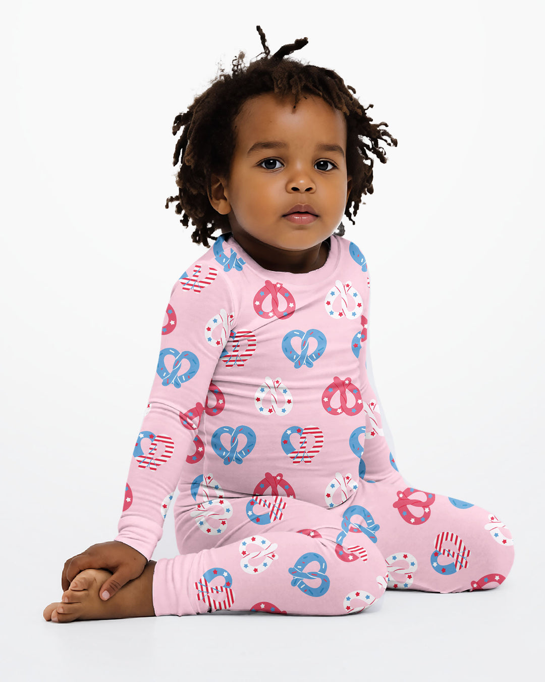 4th of July Pretzel  Bamboo Two Piece Long Sleeve Pajama Set