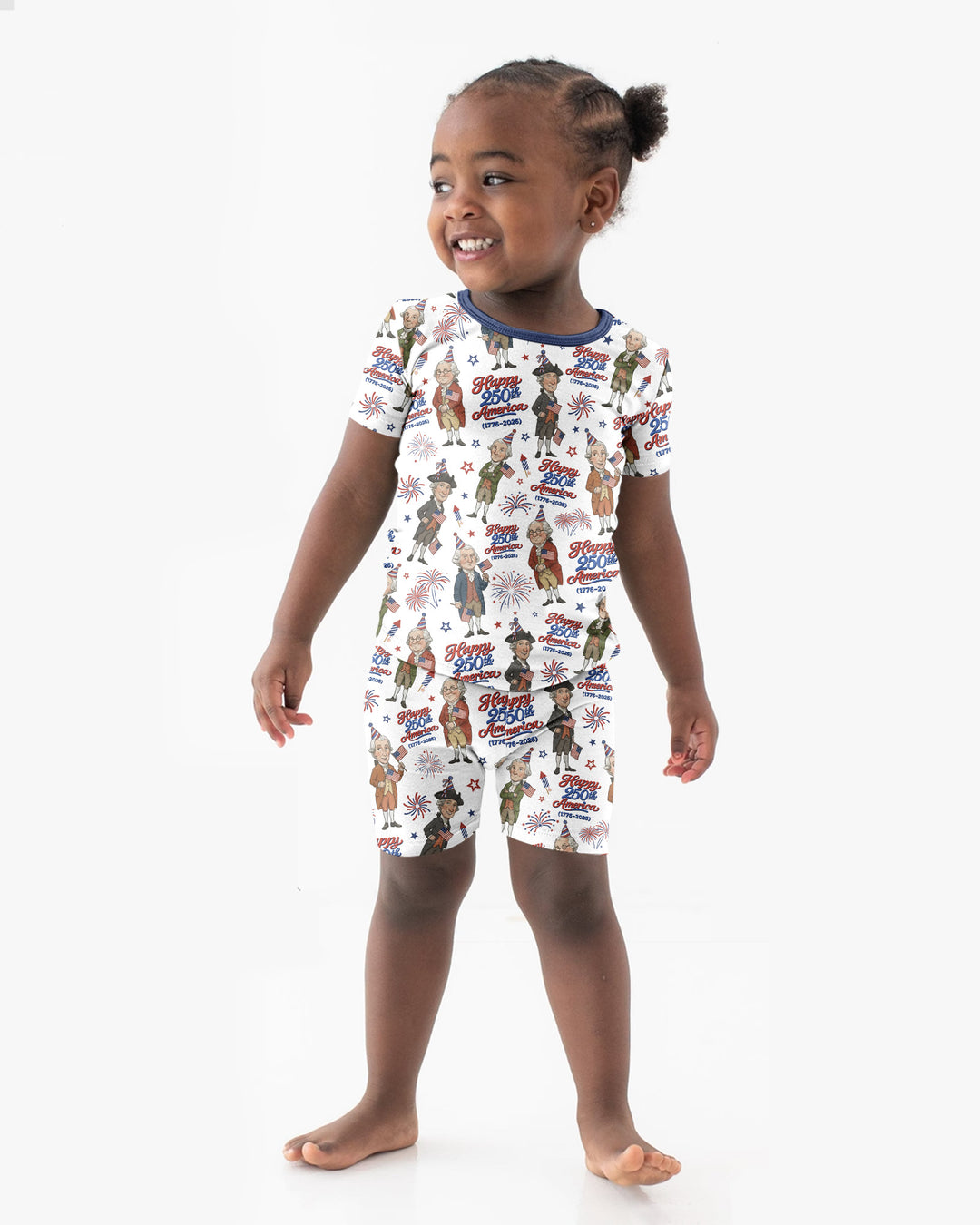 Party Like It's 1776 Family Matching Bamboo Two Piece Short Sleeve Shorts Pajama Set