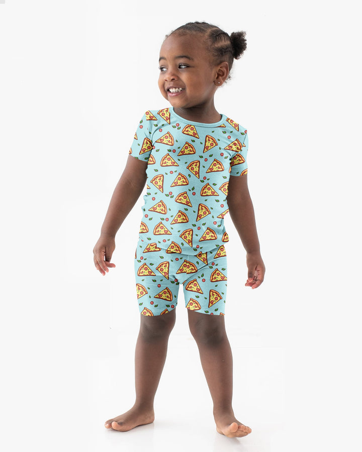 Pizza Doodle Bamboo Two-Piece Short Sleeve Shorts Pajama Set