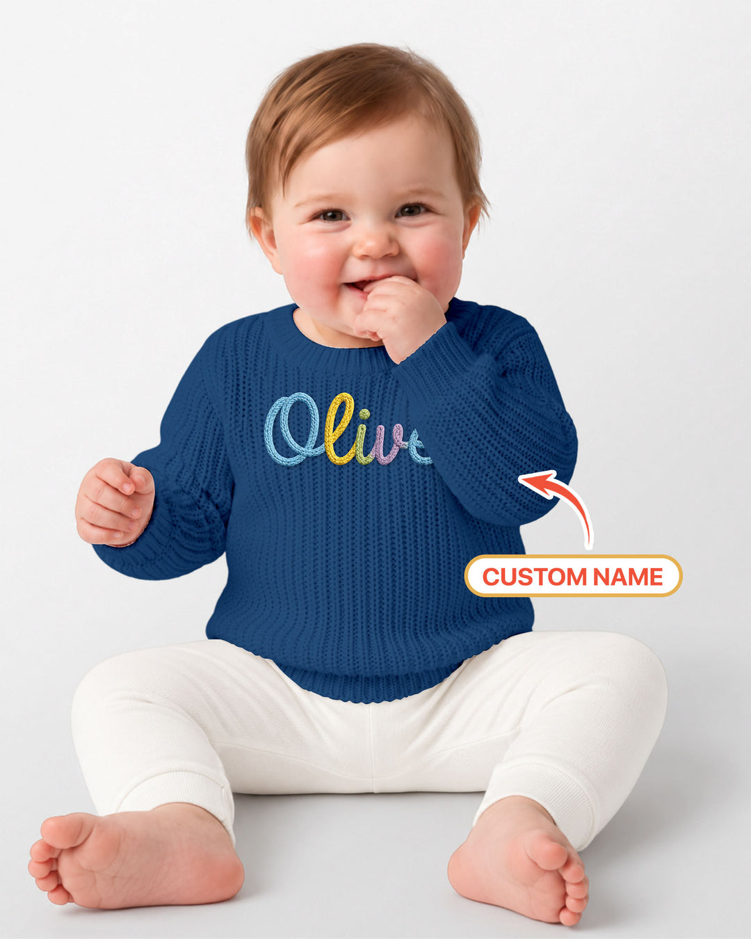 Embroidered Baby Name Bamboo Knit Sweater Bubble