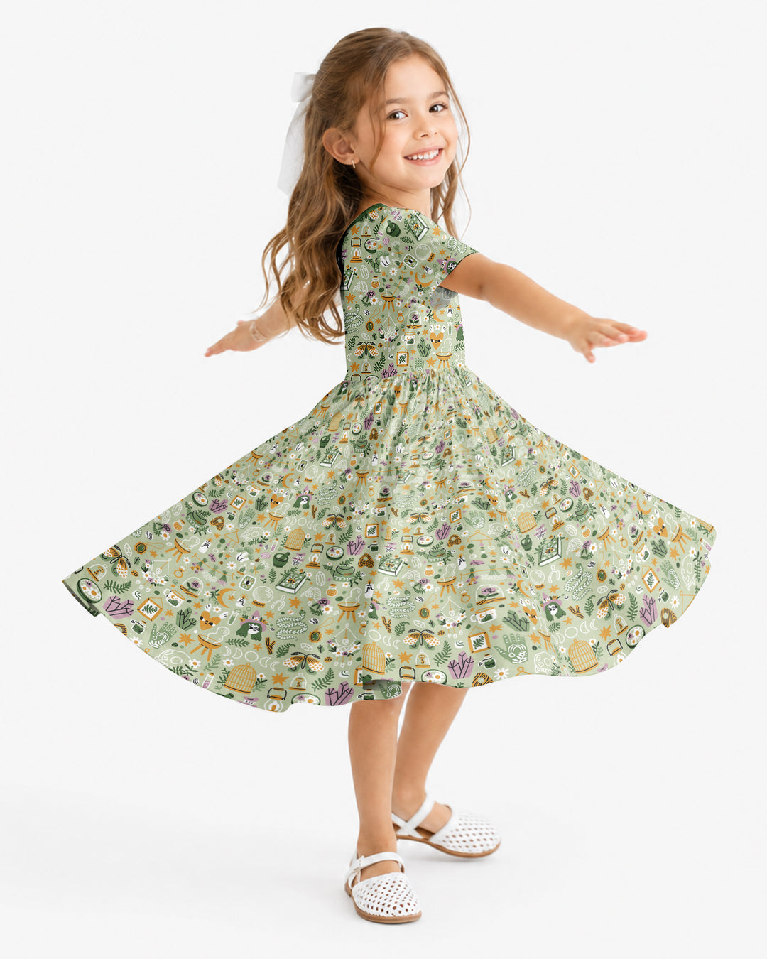 Boho Witchy Celestial Magic Floral Bamboo Twirl Dress