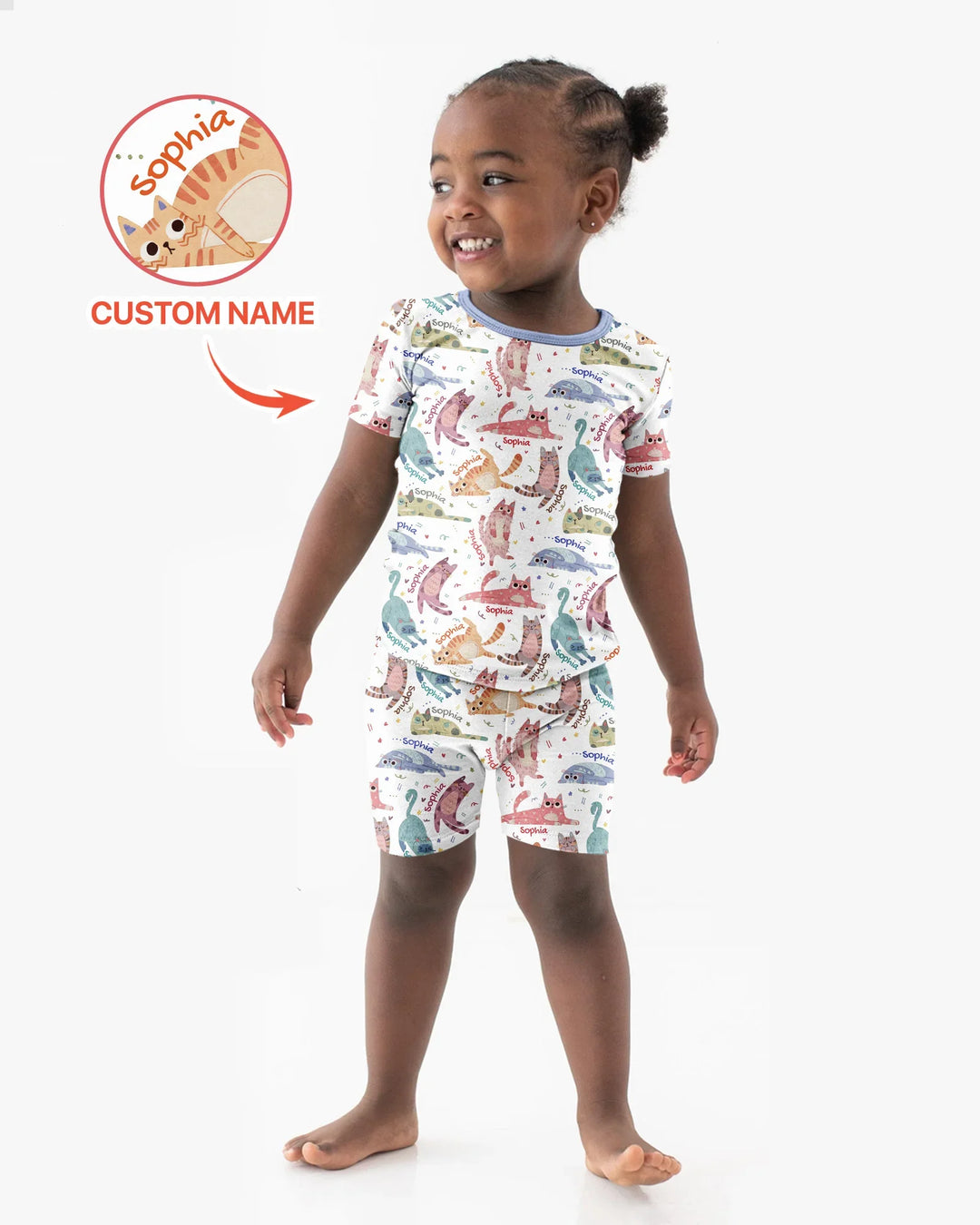 Cat Nap Crew Bamboo Two Piece Short Sleeve Shorts Pajama Set