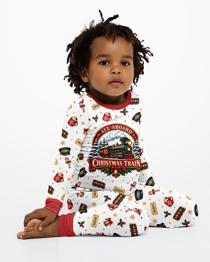 All Aboard Christmas Express Bamboo Two Piece Long Sleeve Pajama Set