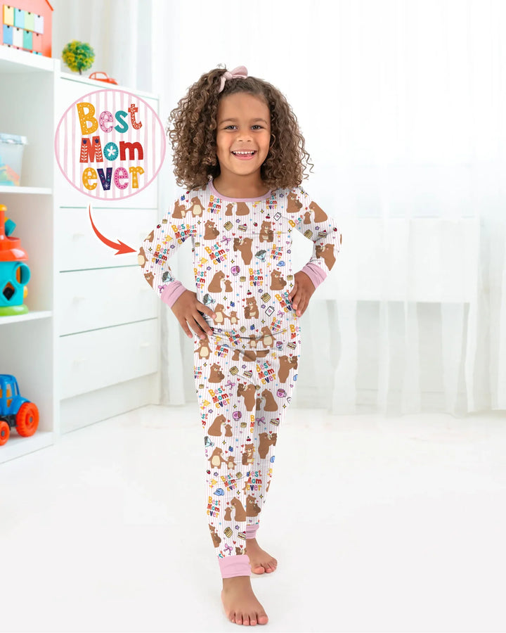 Best Mama Bear Ever Family Matching Bamboo Two Piece Long Sleeve Pajama Set