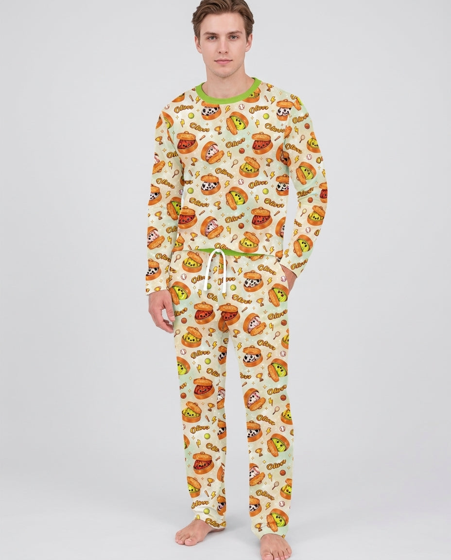 Custom Name Sports Dumpling Bamboo Men's Pajama Set
