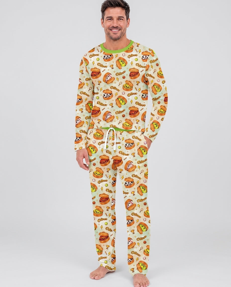 Custom Name Sports Dumpling Bamboo Men's Pajama Set