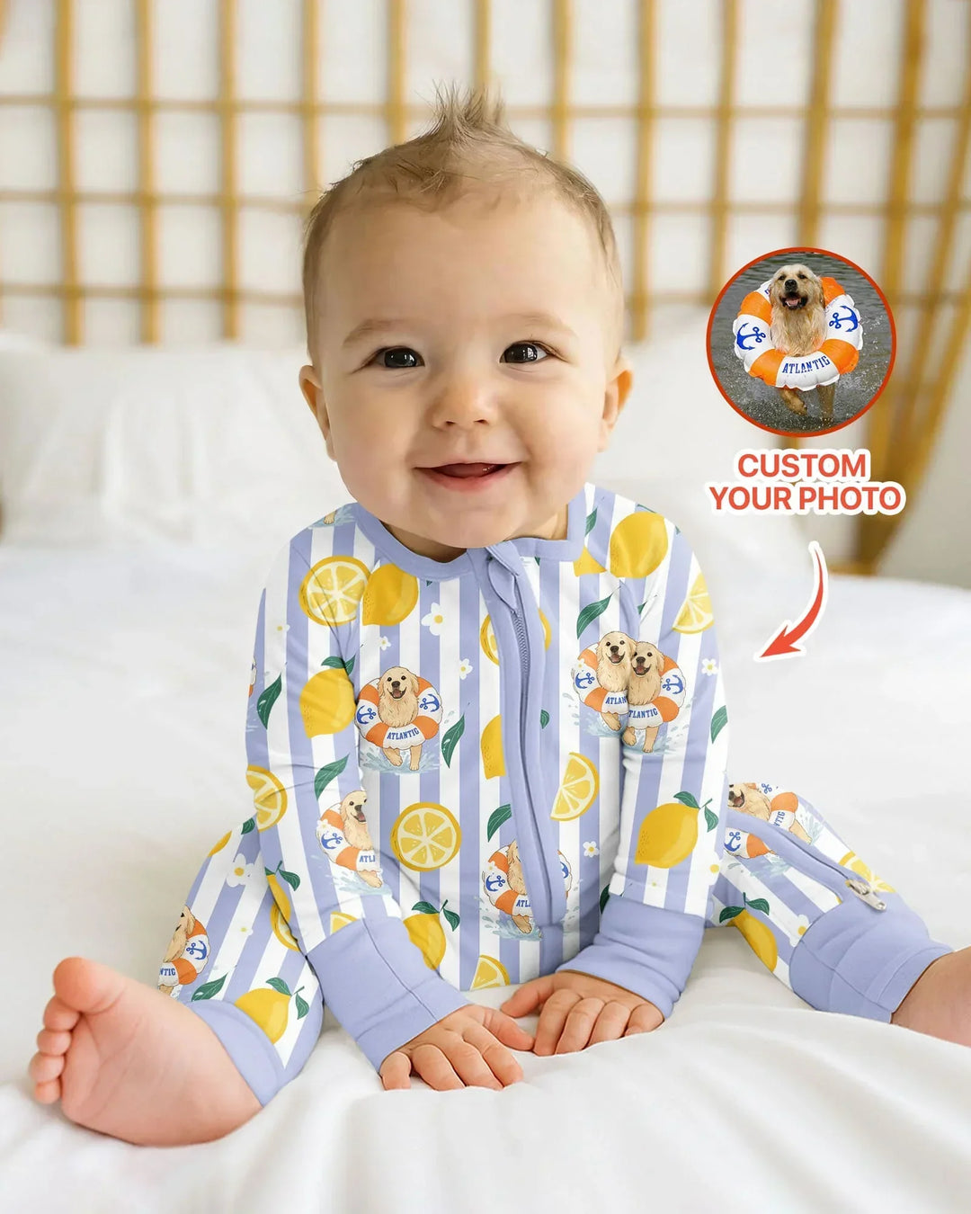 Gerippte Babykleidung mit individuellem Foto - Weich &amp; Skizzenhaft