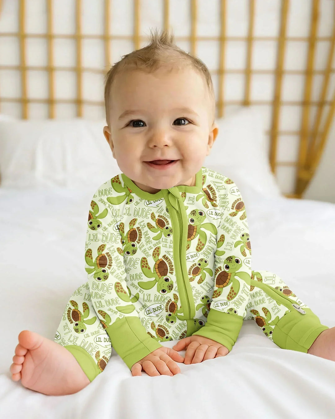 Custom Name Version Father and Son Turtle Bamboo Convertible Zippy