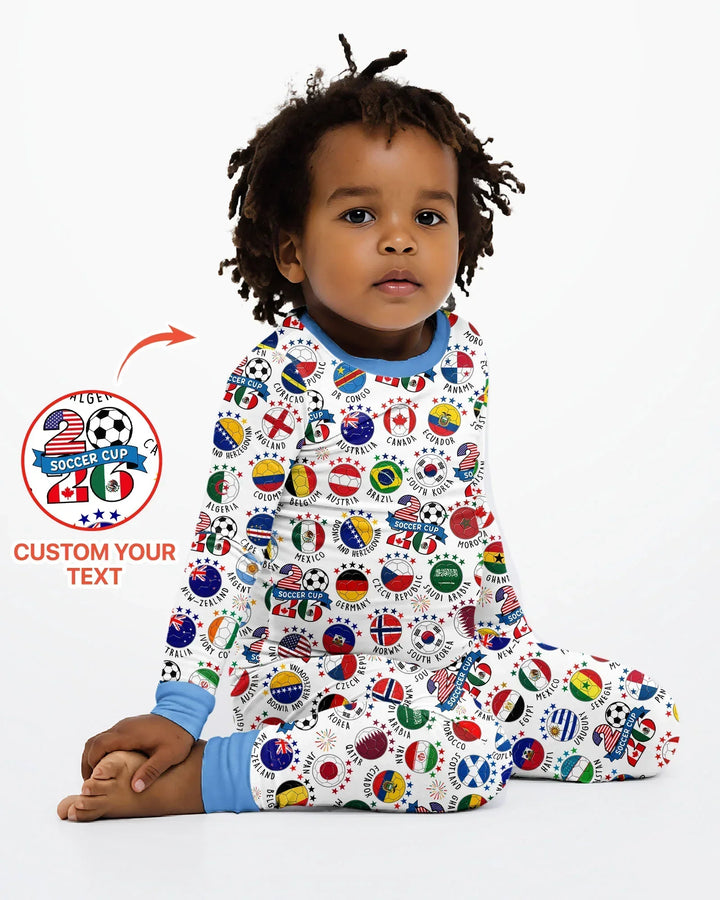 The World Plays Here 2026 Soccer Tour Bamboo Two Piece Long Sleeve Pajama Set