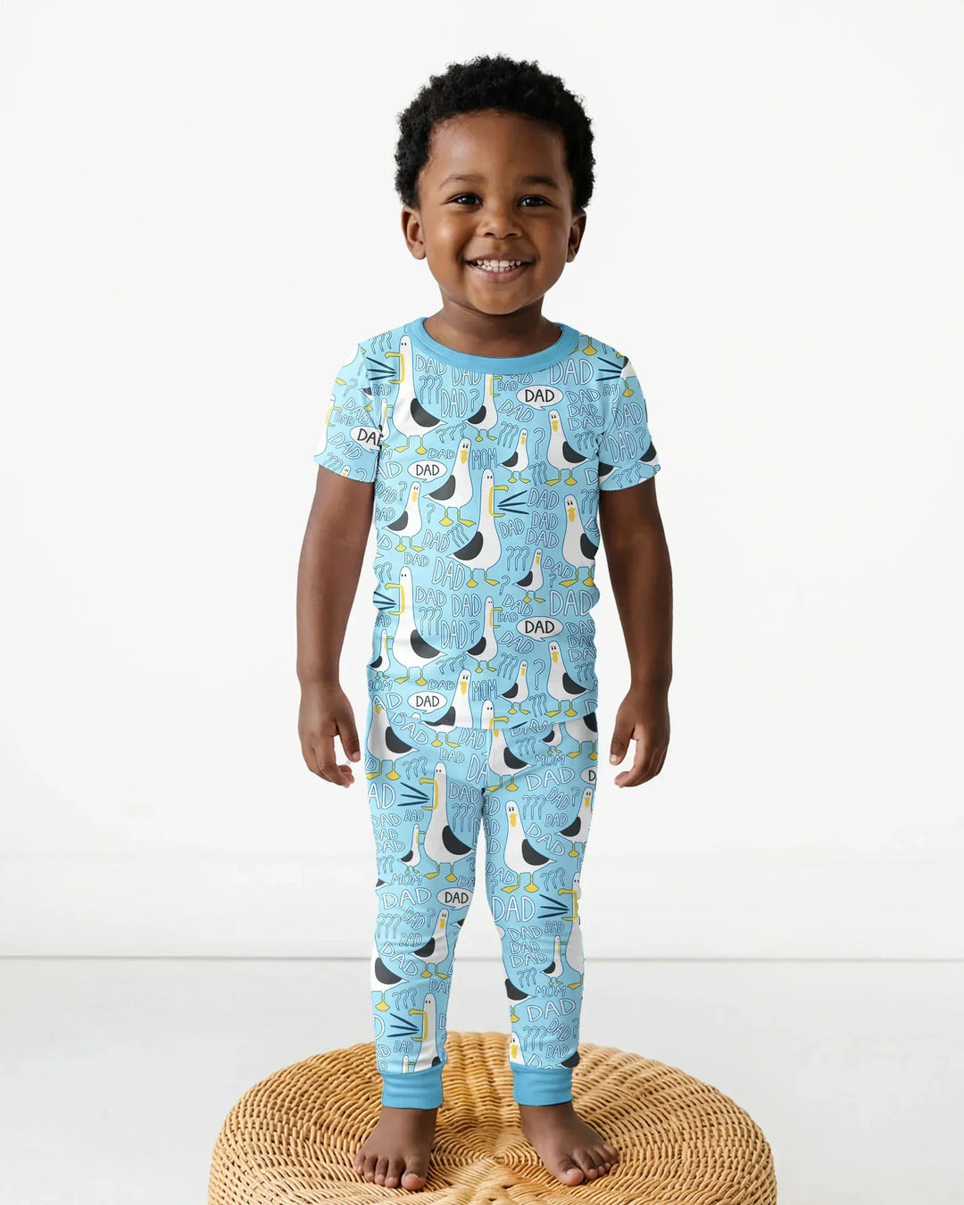 Conjunto de Pijama de Manga Corta de Bambú de Dos Piezas con Gaviota Divertida para PAPÁ