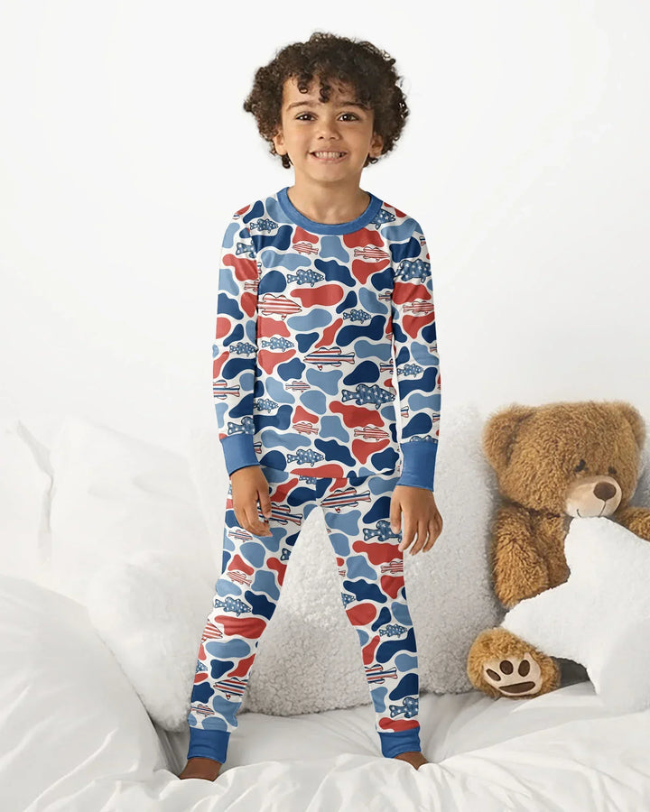 Zweiteiliges Langarm-Pyjama-Set mit Sommerfrüchten