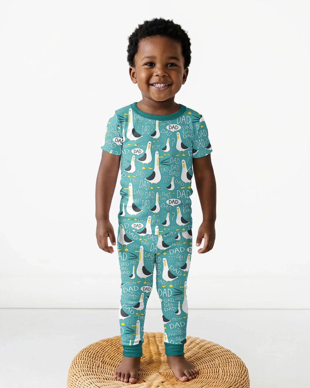 Conjunto de Pijama de Manga Corta de Bambú de Dos Piezas con Gaviota Divertida para PAPÁ
