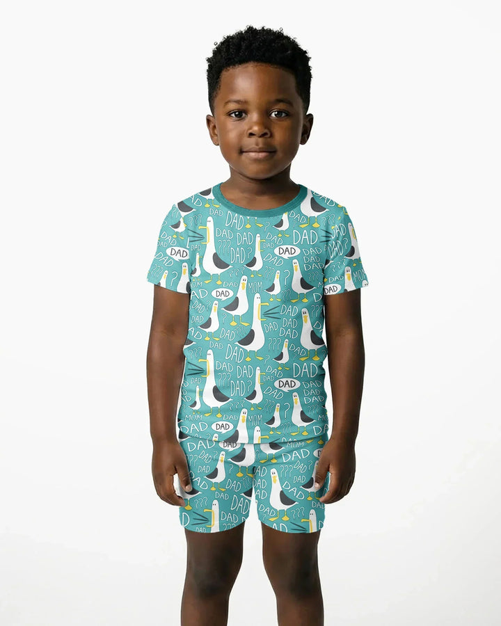 Funny Seagull DAD Bamboo Two Piece Short Sleeve Shorts Pajama Set