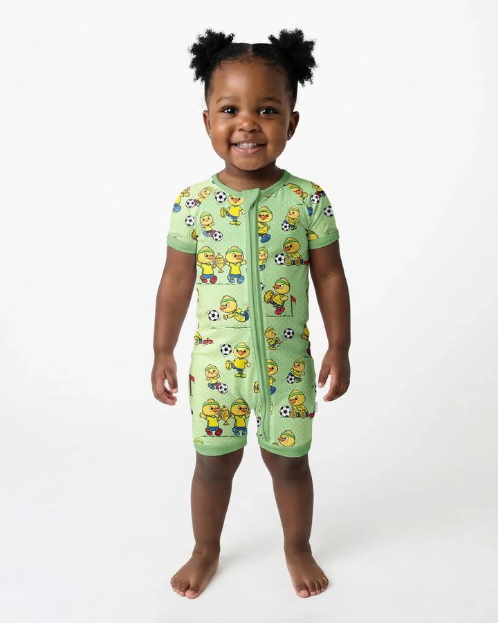 Brasil Soccer Fan Family Matching Bamboo Shorty Zippy