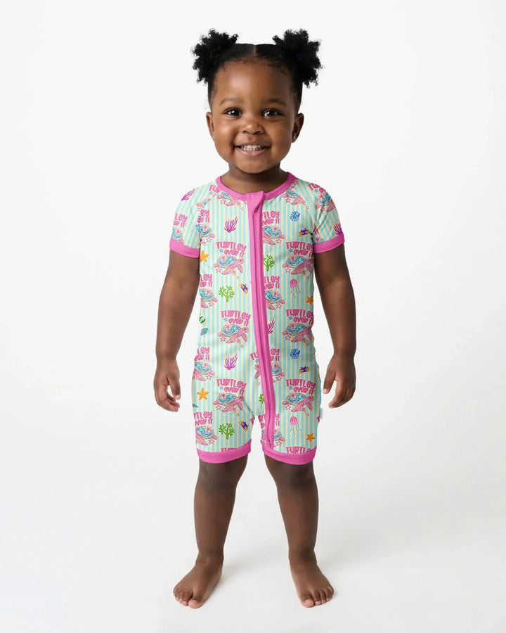 Turtley Over It Family Matching Bamboo Shorty Zippy