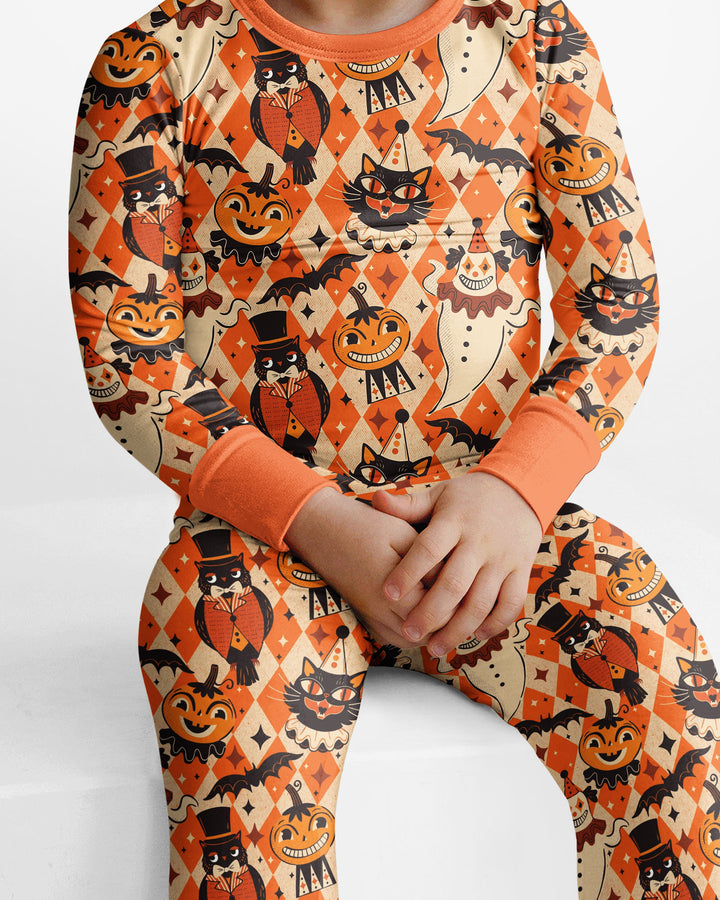 Vintage Halloween Carnival Bamboo Two Piece Long Sleeve Pajama Set