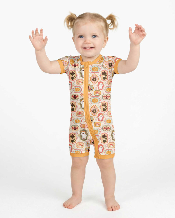 Cute Vintage Magical Cottage Style Halloween Bamboo Shorty Zippy