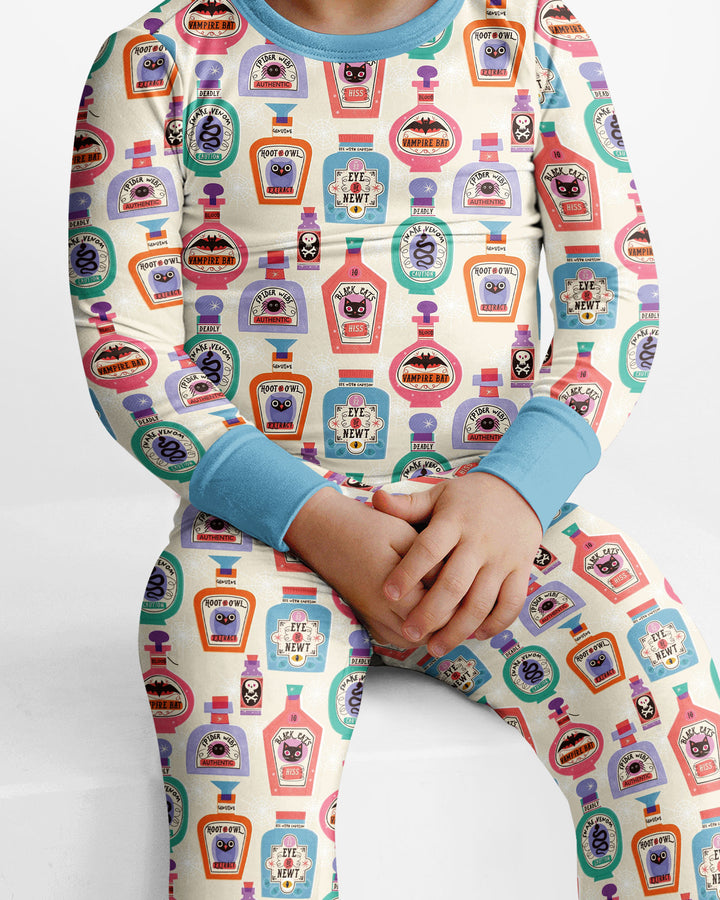 Retro Halloween Potions Bamboo Two Piece Long Sleeve Pajama Set