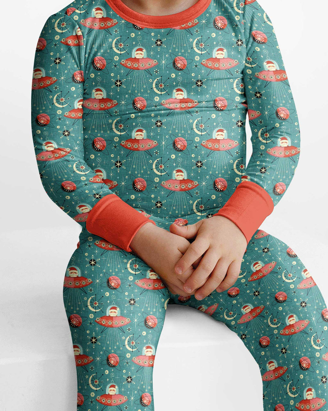Atomic Santas in Space Bamboo Two Piece Long Sleeve Pajama Set