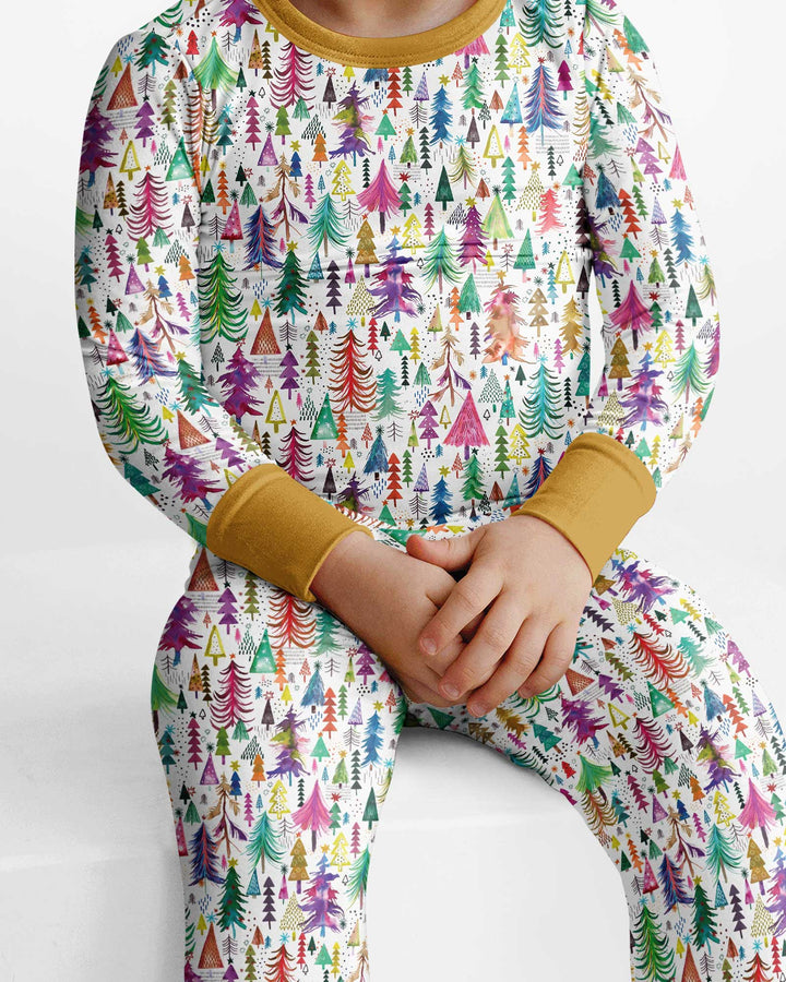 Christmas Trees Decoration Bamboo Two Piece Long Sleeve Pajama Set
