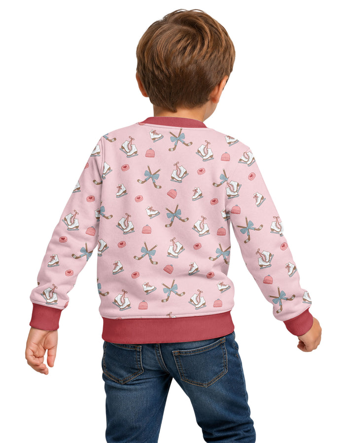 Girly Hockey PinkBamboo Crewneck Sweatshirt