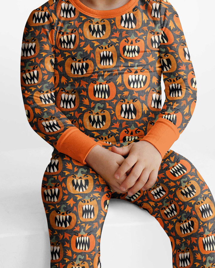 Pumpkin Monsters Bamboo Two Piece Long Sleeve Pajama Set
