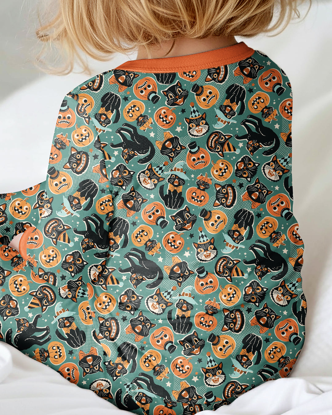 Retro Black Cat Witch Pumpkin Halloween Bamboo Convertible Zippy