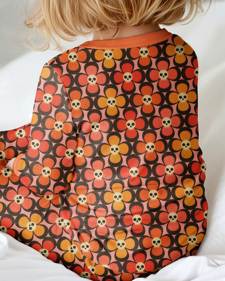 Retro Skull Flower Halloween Bamboo Convertible Zippy