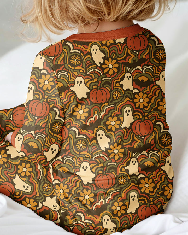 Retro Halloween Ghost Pumpkin Floral Bamboo Convertible Zippy