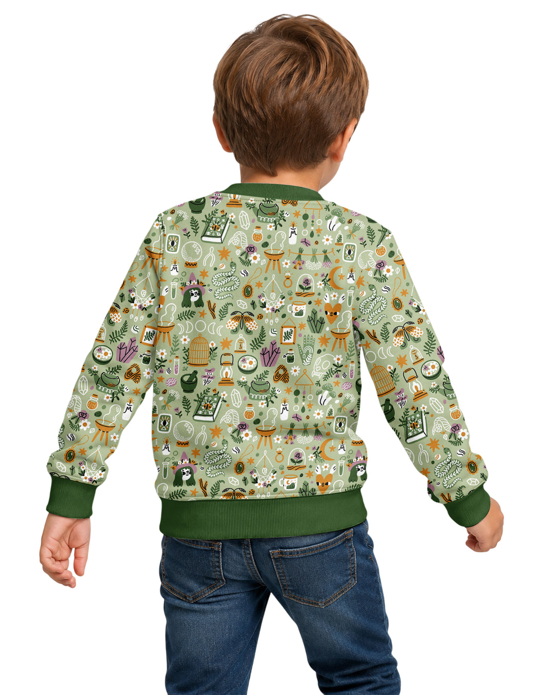 Boho Witchy Celestial Magic Floral Bamboo Crewneck Sweatshirt