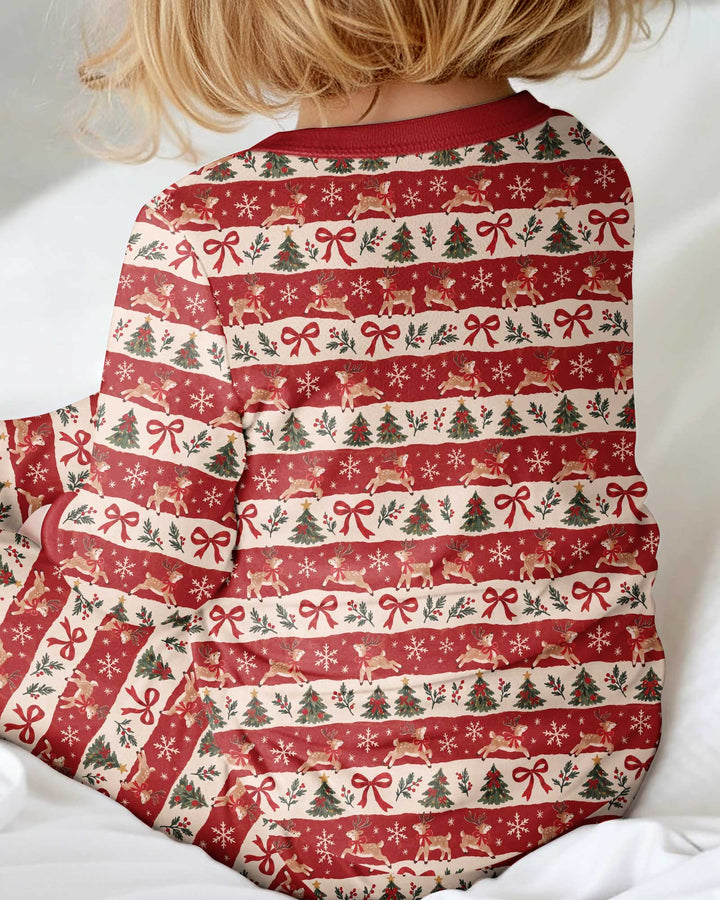 Vintage Reindeer Christmas Stripes Bamboo Convertible Zippy