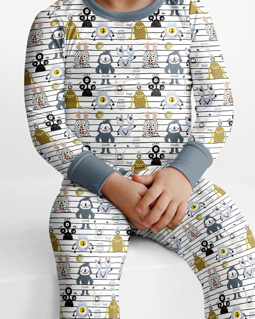 Playful Monster Friends Bamboo Two Piece Long Sleeve Pajama Set
