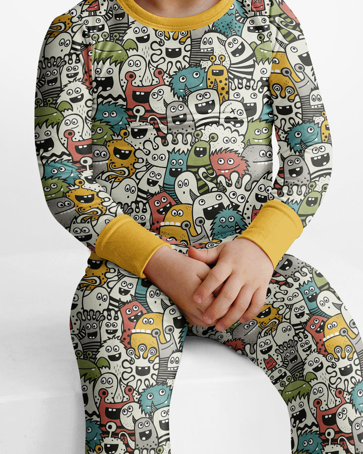 Monsters And Friends Bamboo Two Piece Long Sleeve Pajama Set