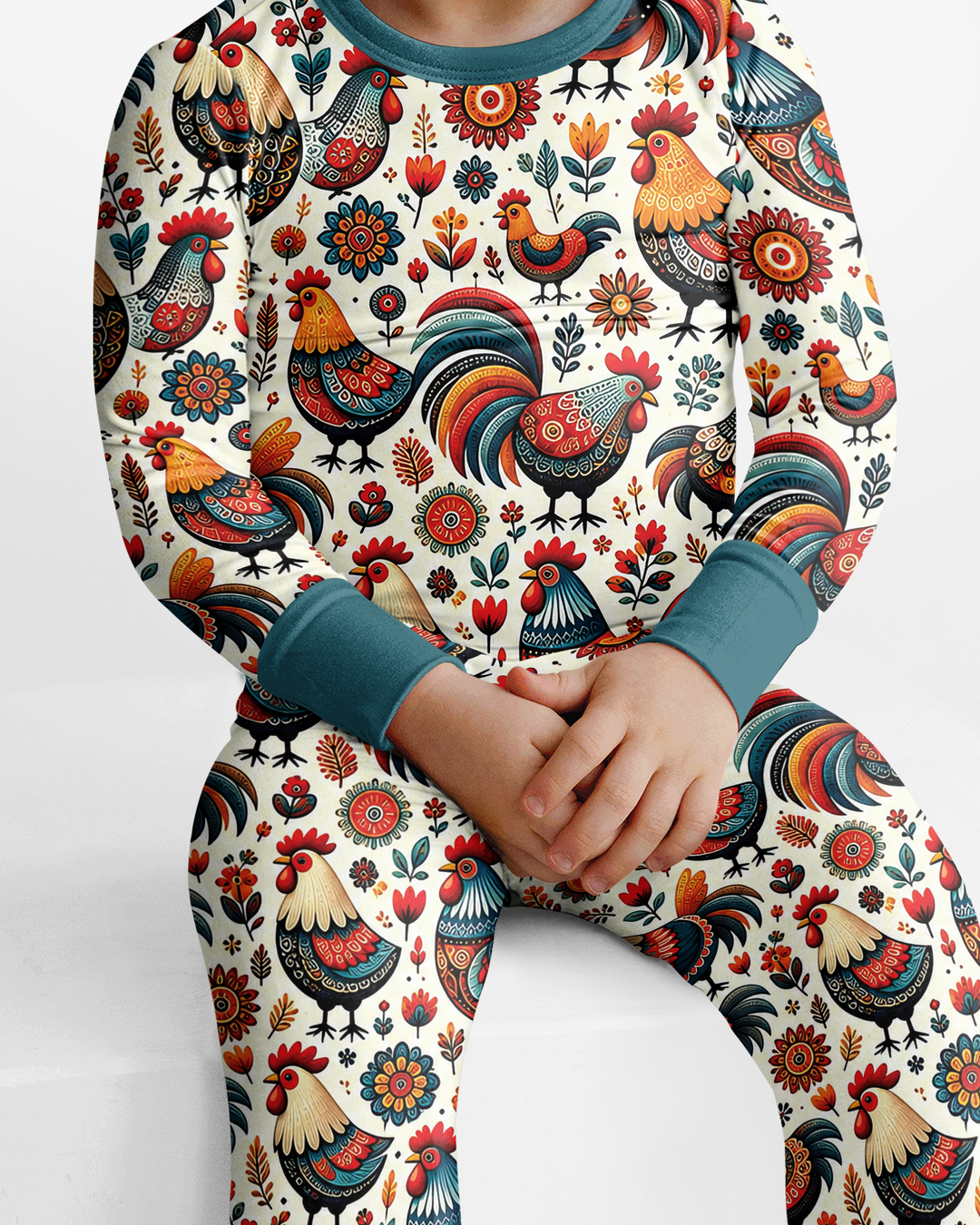 Country Chickens Bamboo Two Piece Long Sleeve Pajama Set