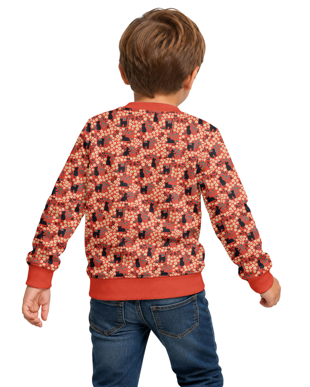 Black Cat Ditsy Bamboo Crewneck Sweatshirt