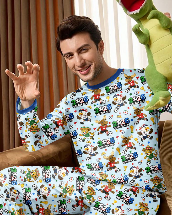 Soccer Cup Cute Mascots Bamboo Men's Pajama Set