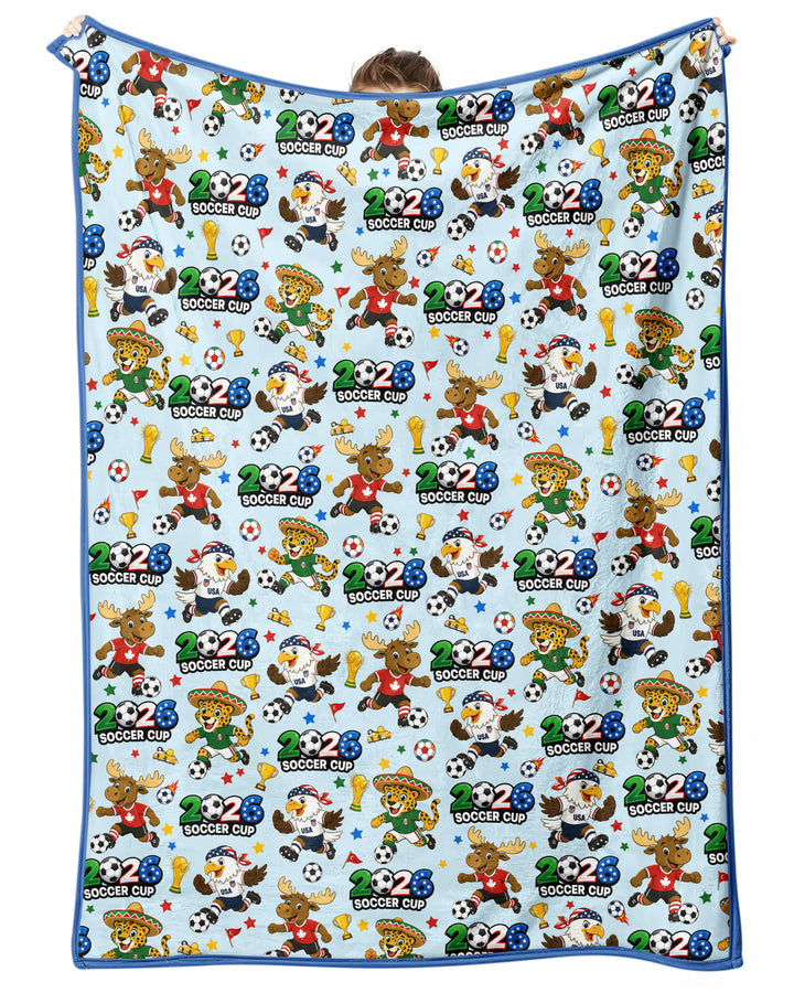 Soccer Cup Cute Mascots Bamboo Blanket