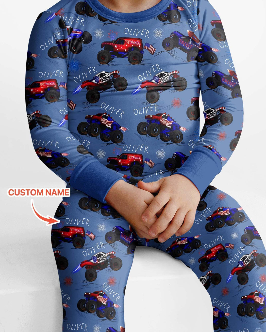 All American Thunder Custom Name Bamboo Two Piece Long Sleeve Pajama Set