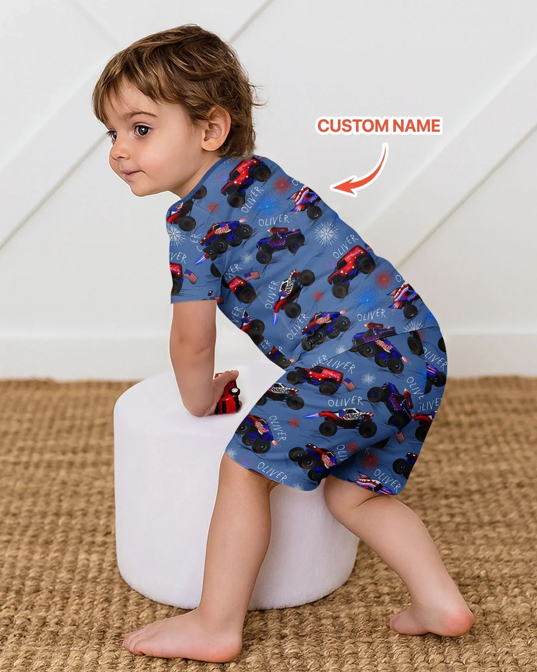 All American Thunder Custom Name Bamboo Two Piece Short Sleeve Shorts Pajama Set
