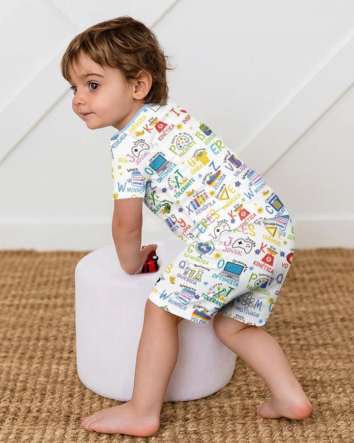 You Are Spanish Alphabet Version Bamboo Two Piece Short Sleeve Shorts Pajama Set