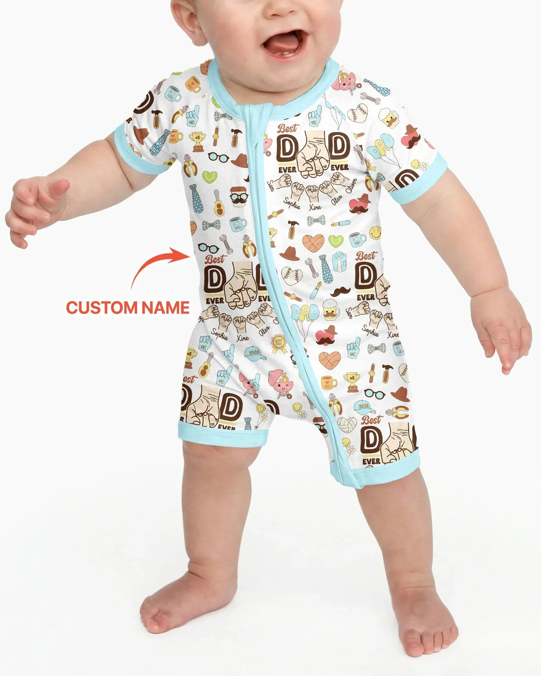 Custom Kids Name Best Dad Ever Bamboo Shorty Zippy