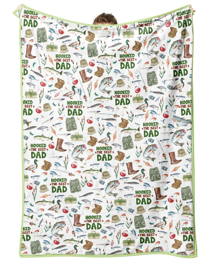 Hooked The Best Dad Daddy & Me Matching Bamboo Blanket