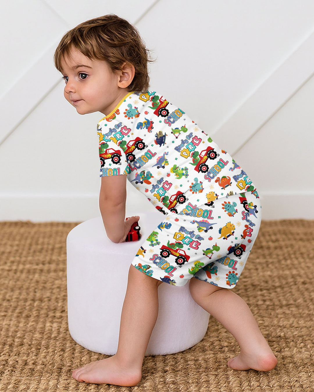 Conjunto de Pijama de Dos Piezas de Bambú con Mangas Cortas y Pantalones Cortos