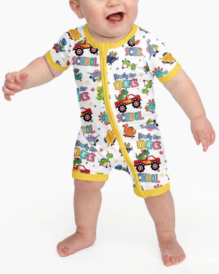 First Day of Preschool T-Rex Bamboo Shorty Zippy