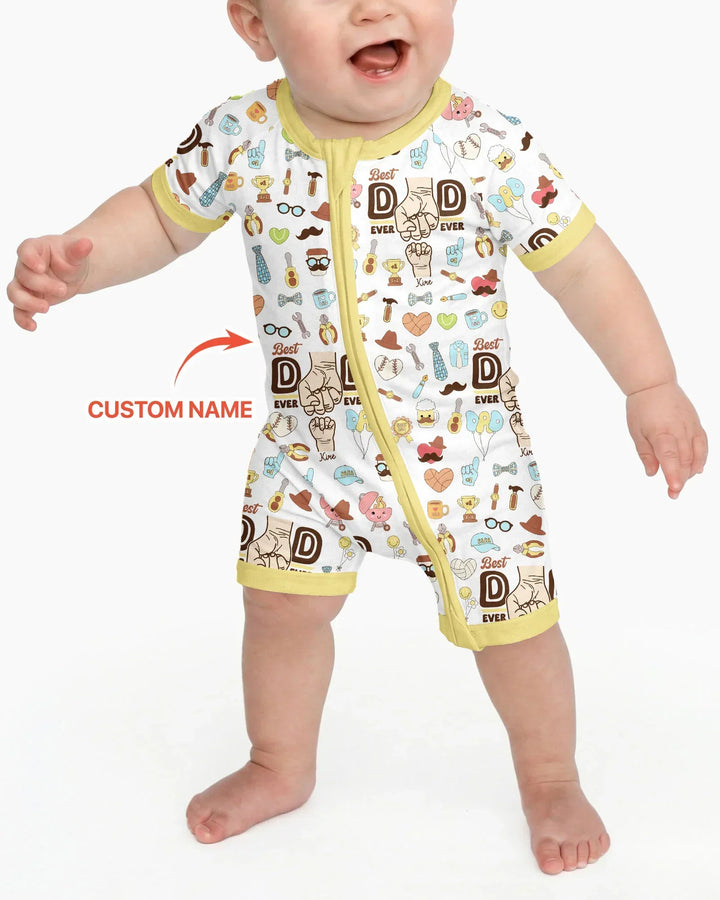 Custom Kids Name Best Dad Ever Bamboo Shorty Zippy