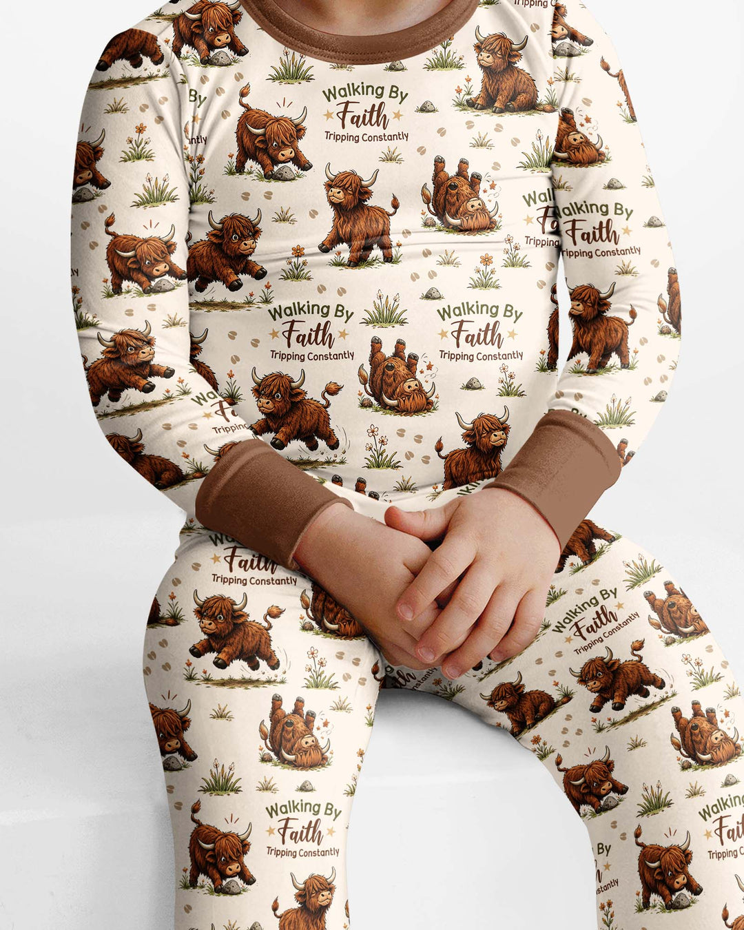 Walking By Faith Tripping Constantly Bamboo Two Piece Long Sleeve Pajama Set
