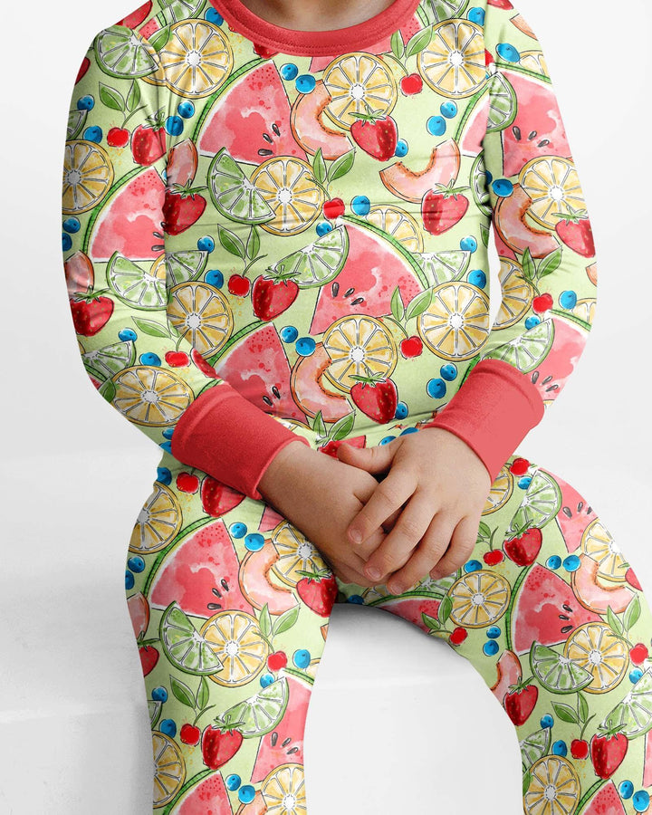 Sweet Summer Fruits Family Matching Bamboo Two Piece Long Sleeve Pajama Set
